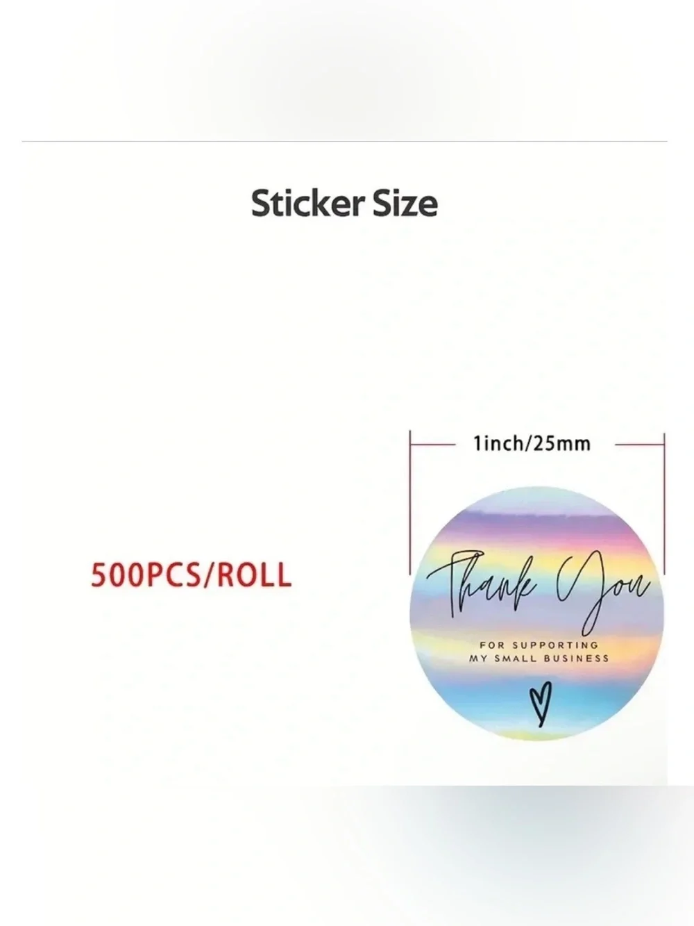 Holographic Thank You Small Business Stickers 1 Inch Roll Rainbow